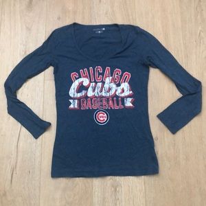 Chicago Cubs Baseball Long Sleeve Blue Tee